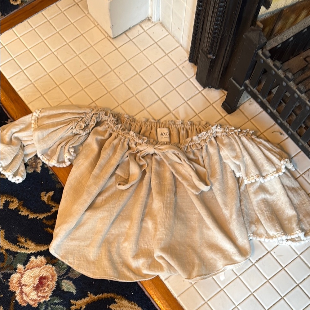Misa Los Angeles Cream Off-Shoulder Blouse